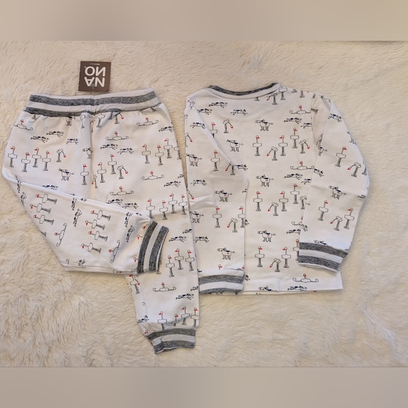 NANO baby 2-pc Outfit Grey Stripe Trim Funny Animal Graphic Unisex 18m - Picture 3 of 7